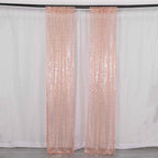 2 Pack Rose Gold Sequin Event Curtain Drapes with Rod Pockets, Seamless Backdrop Event Panels - 8ftx2ft - Bell Racket Store