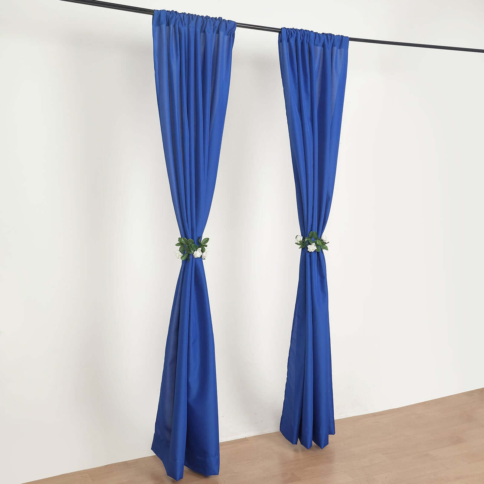 2 Pack Royal Blue Polyester Event Curtain Drapes, 10ftx8ft Backdrop Event Panels With Rod Pockets 130 GSM - Bell Racket Store