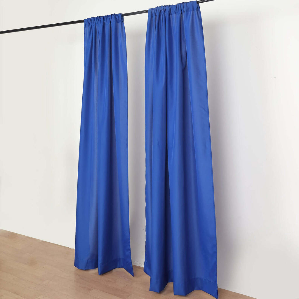 2 Pack Royal Blue Polyester Event Curtain Drapes, 10ftx8ft Backdrop Event Panels With Rod Pockets 130 GSM - Bell Racket Store