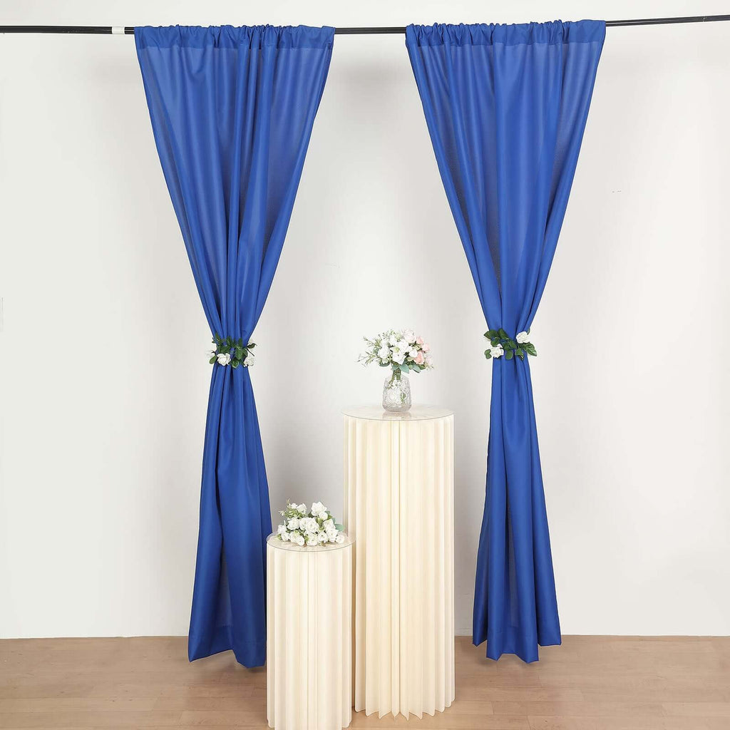 2 Pack Royal Blue Polyester Event Curtain Drapes, 10ftx8ft Backdrop Event Panels With Rod Pockets 130 GSM - Bell Racket Store