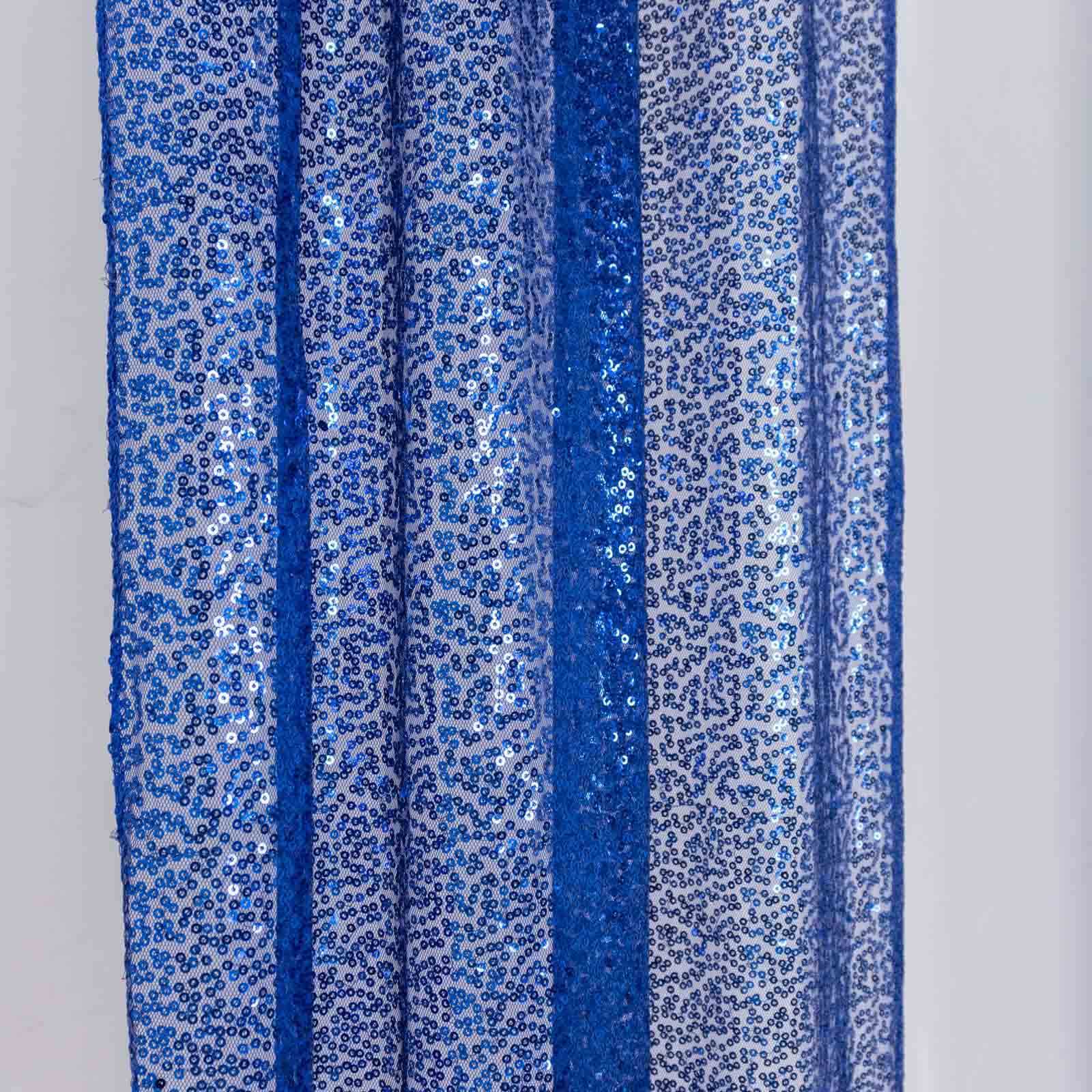 2 Pack Royal Blue Sequin Event Curtain Drapes with Rod Pockets, Seamless Backdrop Event Panels - 8ftx2ft - Bell Racket Store