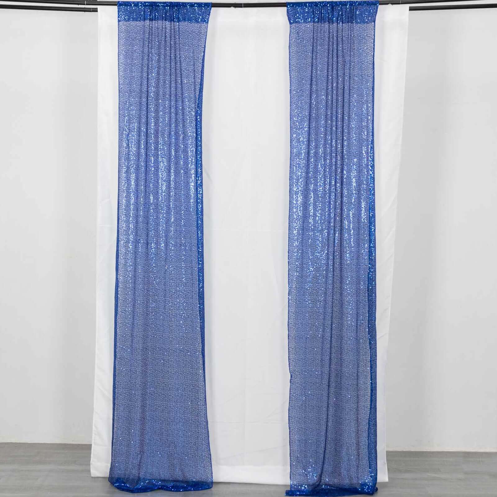 2 Pack Royal Blue Sequin Event Curtain Drapes with Rod Pockets, Seamless Backdrop Event Panels - 8ftx2ft - Bell Racket Store