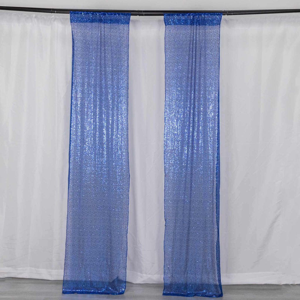 2 Pack Royal Blue Sequin Event Curtain Drapes with Rod Pockets, Seamless Backdrop Event Panels - 8ftx2ft - Bell Racket Store
