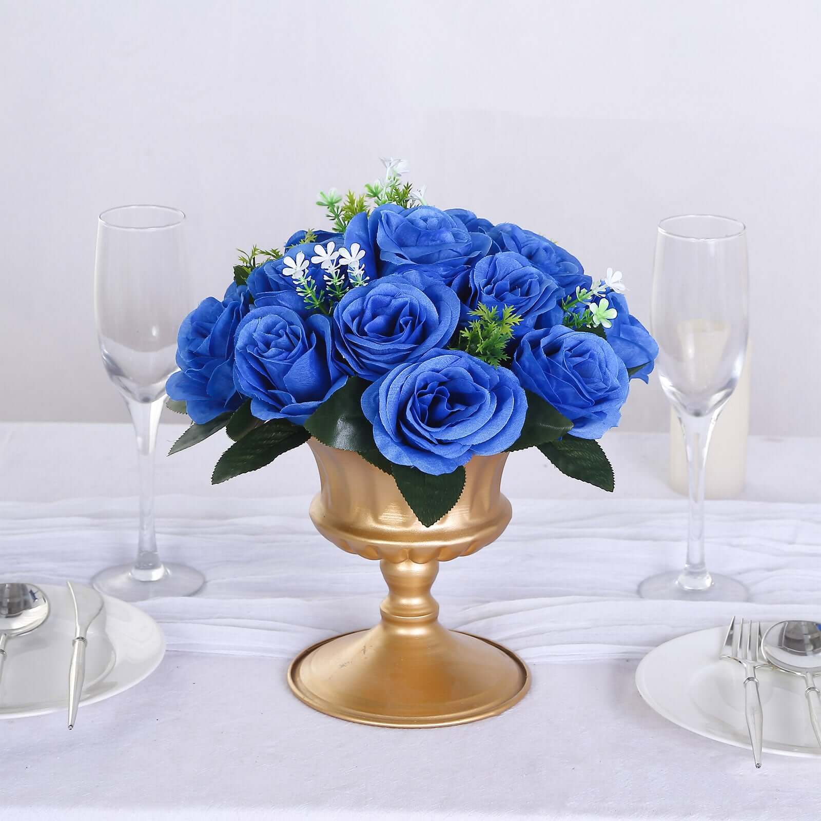 2 Pack Royal Blue Silk 15 - Head Rose Flower Balls For Centerpieces - 10", Artificial Kissing Ball Floral Arrangements - Bell Racket Store