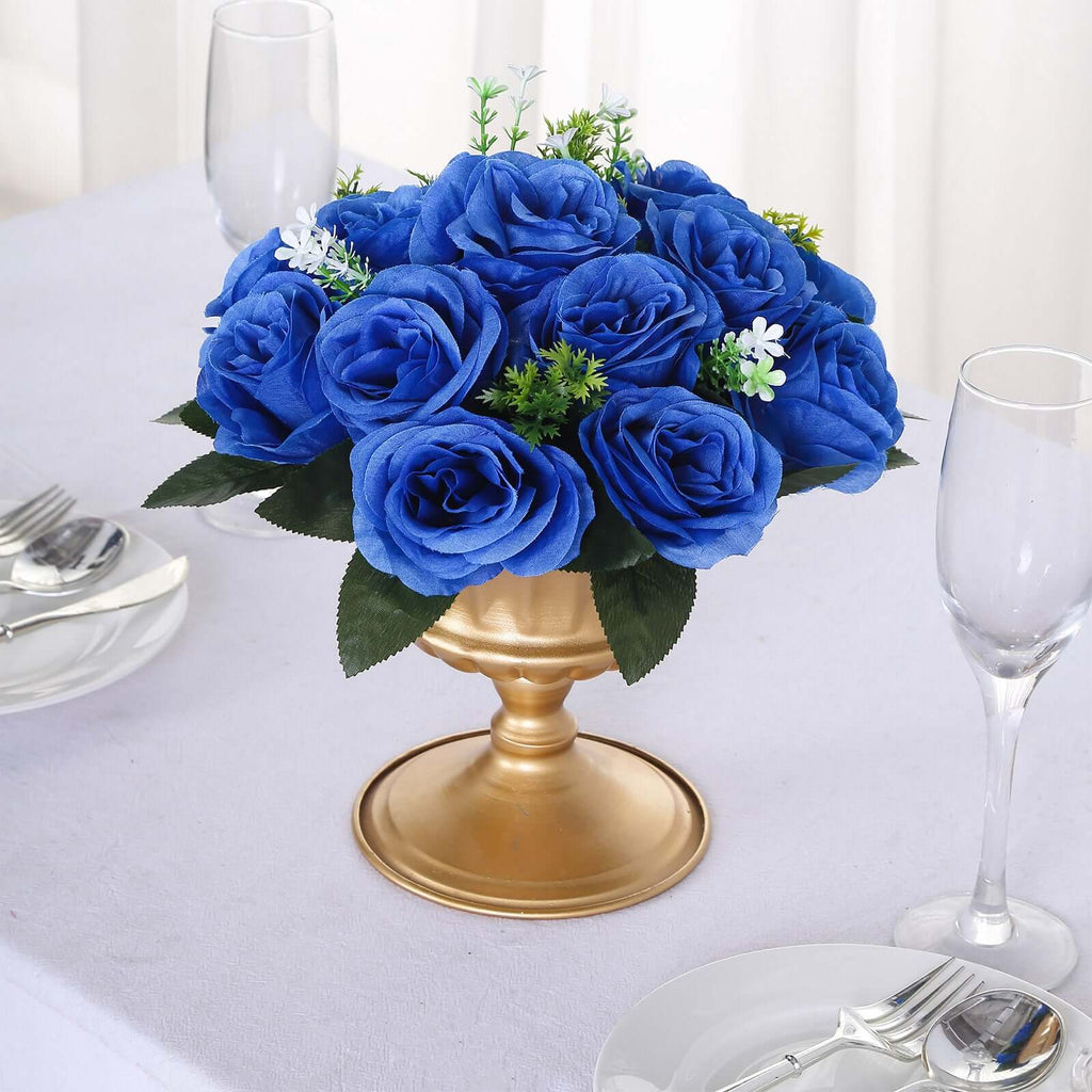 2 Pack Royal Blue Silk 15 - Head Rose Flower Balls For Centerpieces - 10", Artificial Kissing Ball Floral Arrangements - Bell Racket Store