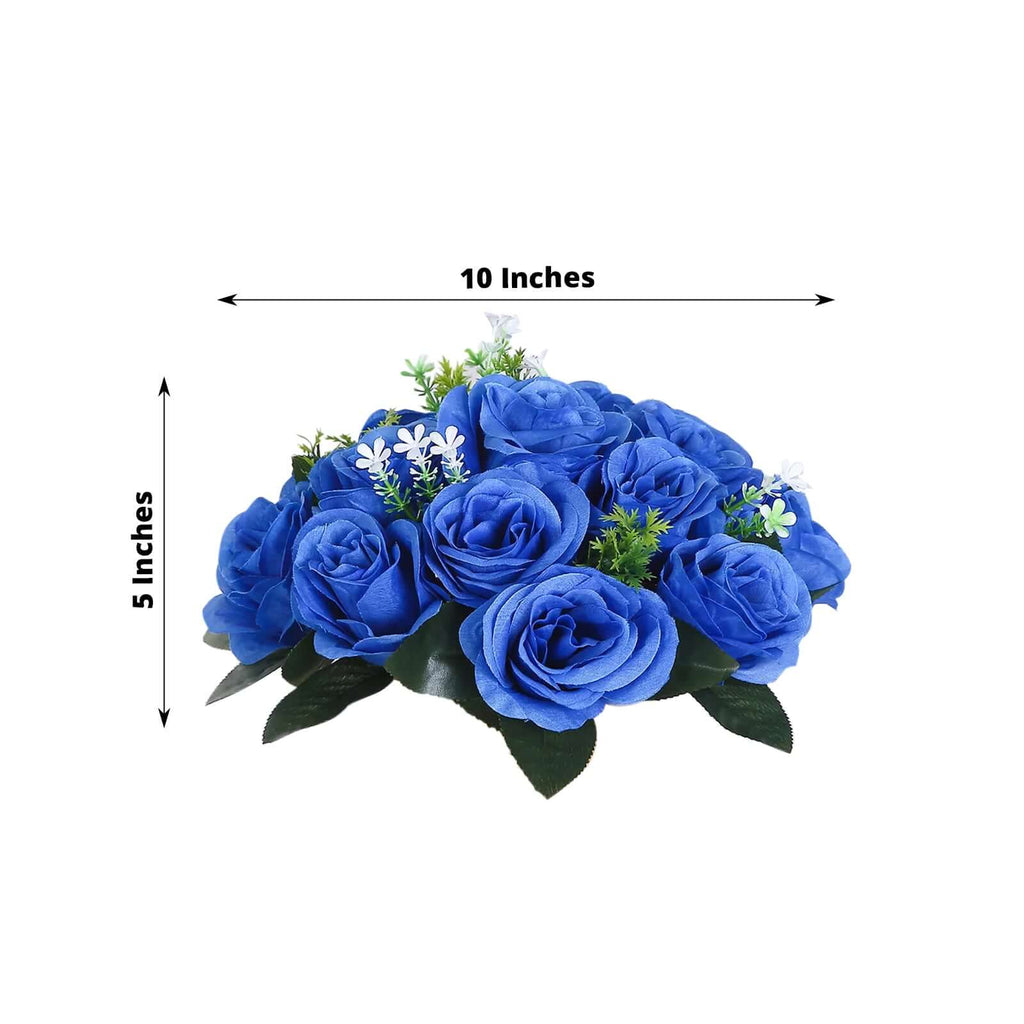 2 Pack Royal Blue Silk 15 - Head Rose Flower Balls For Centerpieces - 10", Artificial Kissing Ball Floral Arrangements - Bell Racket Store