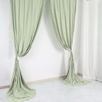 2 Pack Sage Green Scuba Polyester Event Curtain Drapes, Durable Flame Resistant Backdrop Event Panels Wrinkle Free with Rod Pockets - 10ftx10ft - Bell Racket Store
