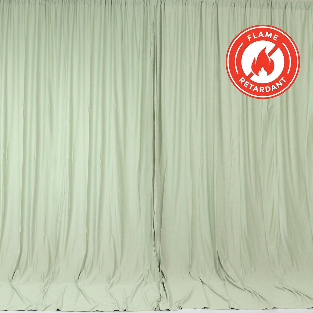 2 Pack Sage Green Scuba Polyester Event Curtain Drapes, Durable Flame Resistant Backdrop Event Panels Wrinkle Free with Rod Pockets - 10ftx10ft - Bell Racket Store