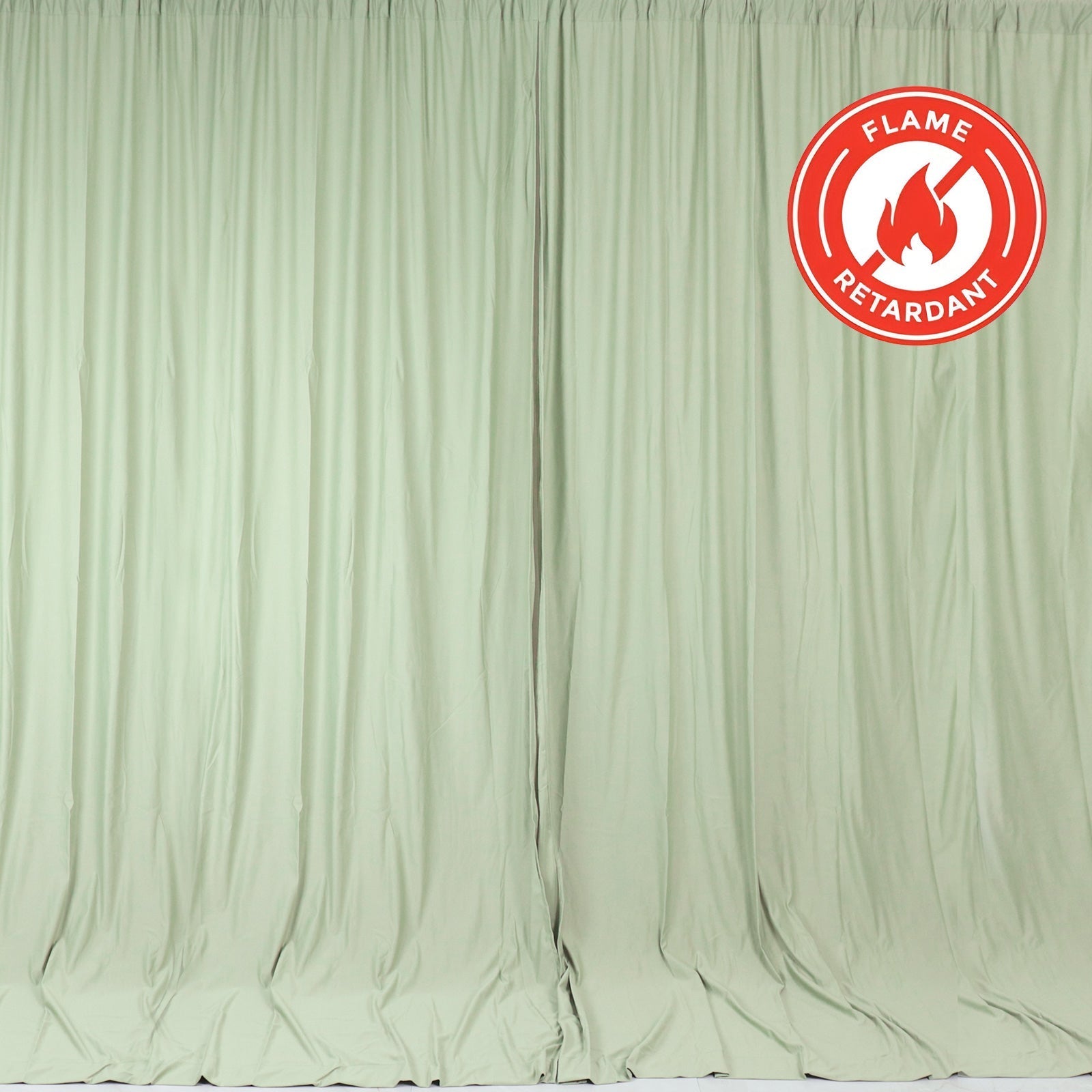 2 Pack Sage Green Scuba Polyester Event Curtain Drapes, Durable Flame Resistant Backdrop Event Panels Wrinkle Free with Rod Pockets - 10ftx10ft - Bell Racket Store
