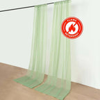 2 Pack Sage Green Sheer Chiffon Event Curtain Drapes, Durable Flame Resistant Organza Backdrop Event Panels With Rod Pockets - 10ftx10ft - Bell Racket Store