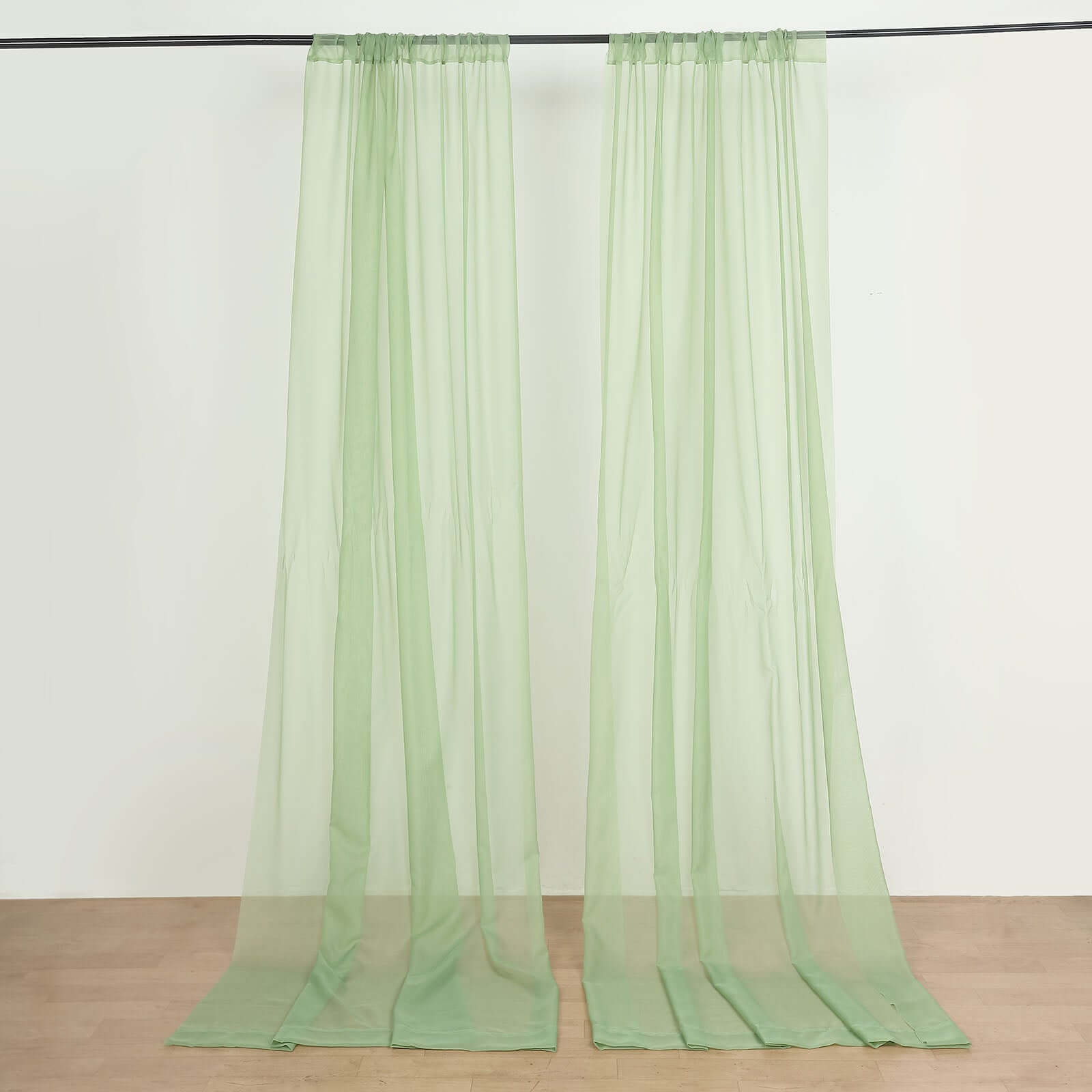 2 Pack Sage Green Sheer Chiffon Event Curtain Drapes, Durable Flame Resistant Organza Backdrop Event Panels With Rod Pockets - 10ftx10ft - Bell Racket Store