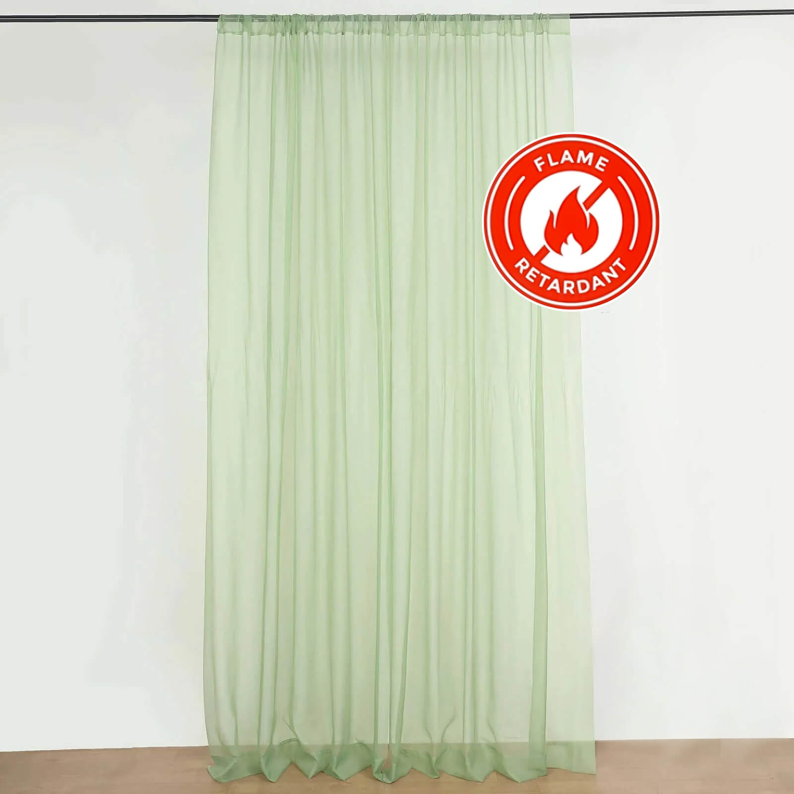 2 Pack Sage Green Sheer Chiffon Event Curtain Drapes, Durable Flame Resistant Organza Backdrop Event Panels With Rod Pockets - 10ftx10ft - Bell Racket Store