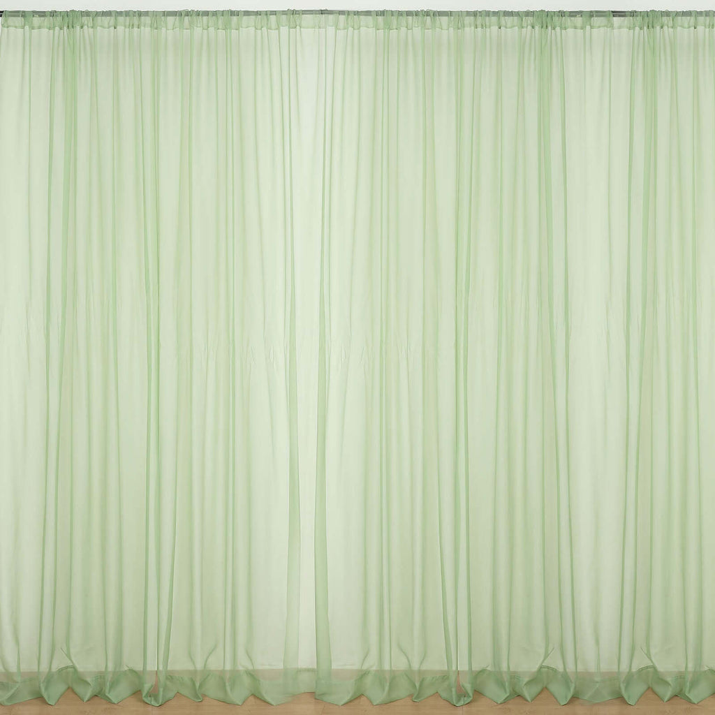 2 Pack Sage Green Sheer Chiffon Event Curtain Drapes, Durable Flame Resistant Organza Backdrop Event Panels With Rod Pockets - 10ftx10ft - Bell Racket Store