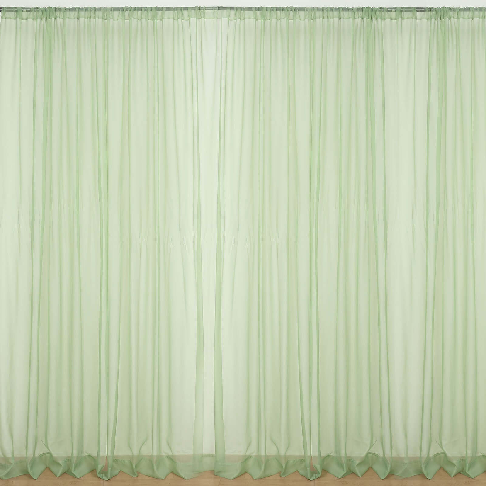 2 Pack Sage Green Sheer Chiffon Event Curtain Drapes, Durable Flame Resistant Organza Backdrop Event Panels With Rod Pockets - 10ftx10ft - Bell Racket Store