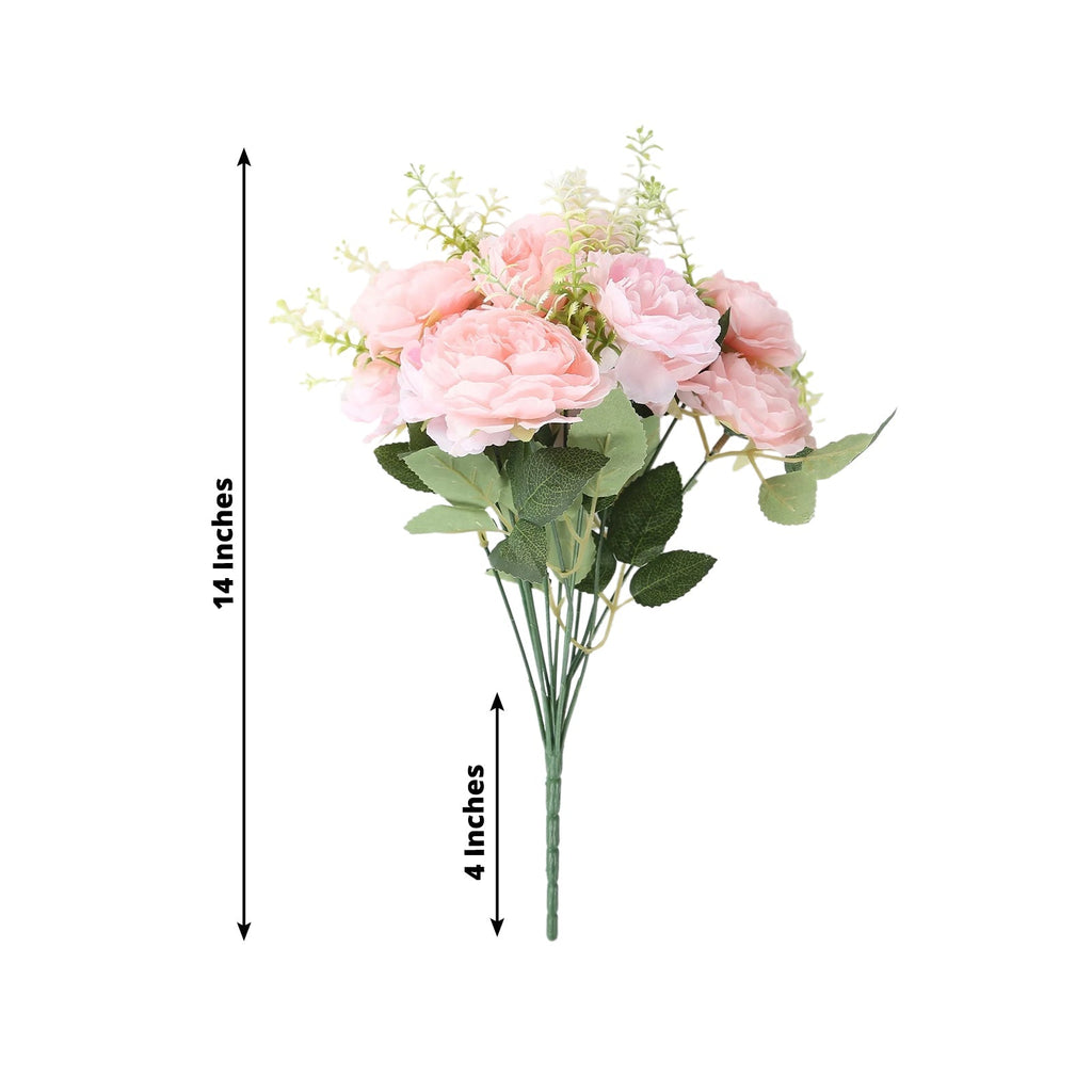 2 - Pack Silk Peony Bouquet 14" Blush â€“ Lifelike Artificial Flower Arrangement for Vase Display, Events & Everyday Decor - Bell Racket Store
