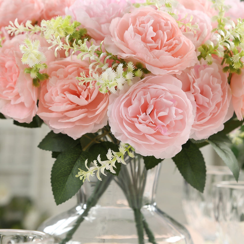 2 - Pack Silk Peony Bouquet 14" Blush â€“ Lifelike Artificial Flower Arrangement for Vase Display, Events & Everyday Decor - Bell Racket Store
