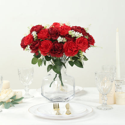 2 - Pack Silk Peony Bouquet 14" Burgundy â€“ Lifelike Artificial Flower Arrangement for Vase Display, Events & Everyday Decor - Bell Racket Store