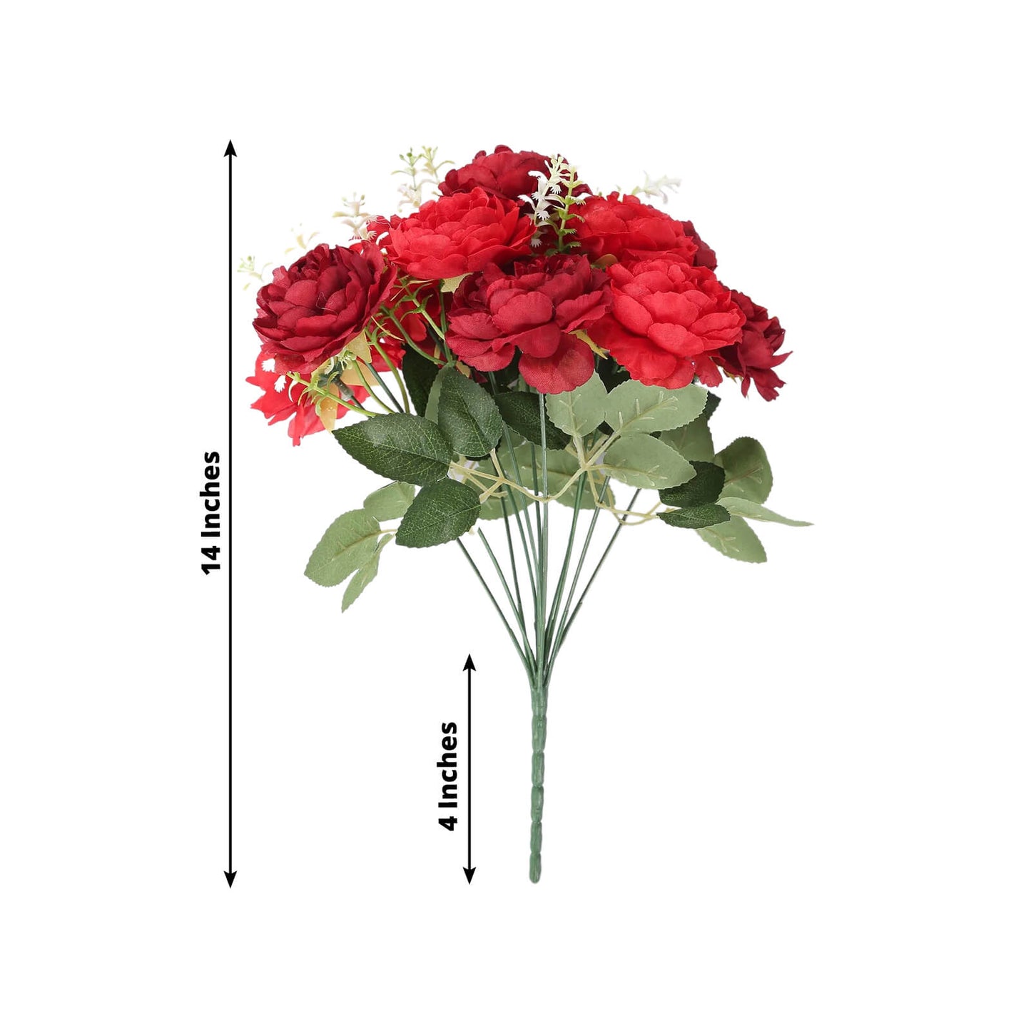 2 - Pack Silk Peony Bouquet 14" Burgundy â€“ Lifelike Artificial Flower Arrangement for Vase Display, Events & Everyday Decor - Bell Racket Store