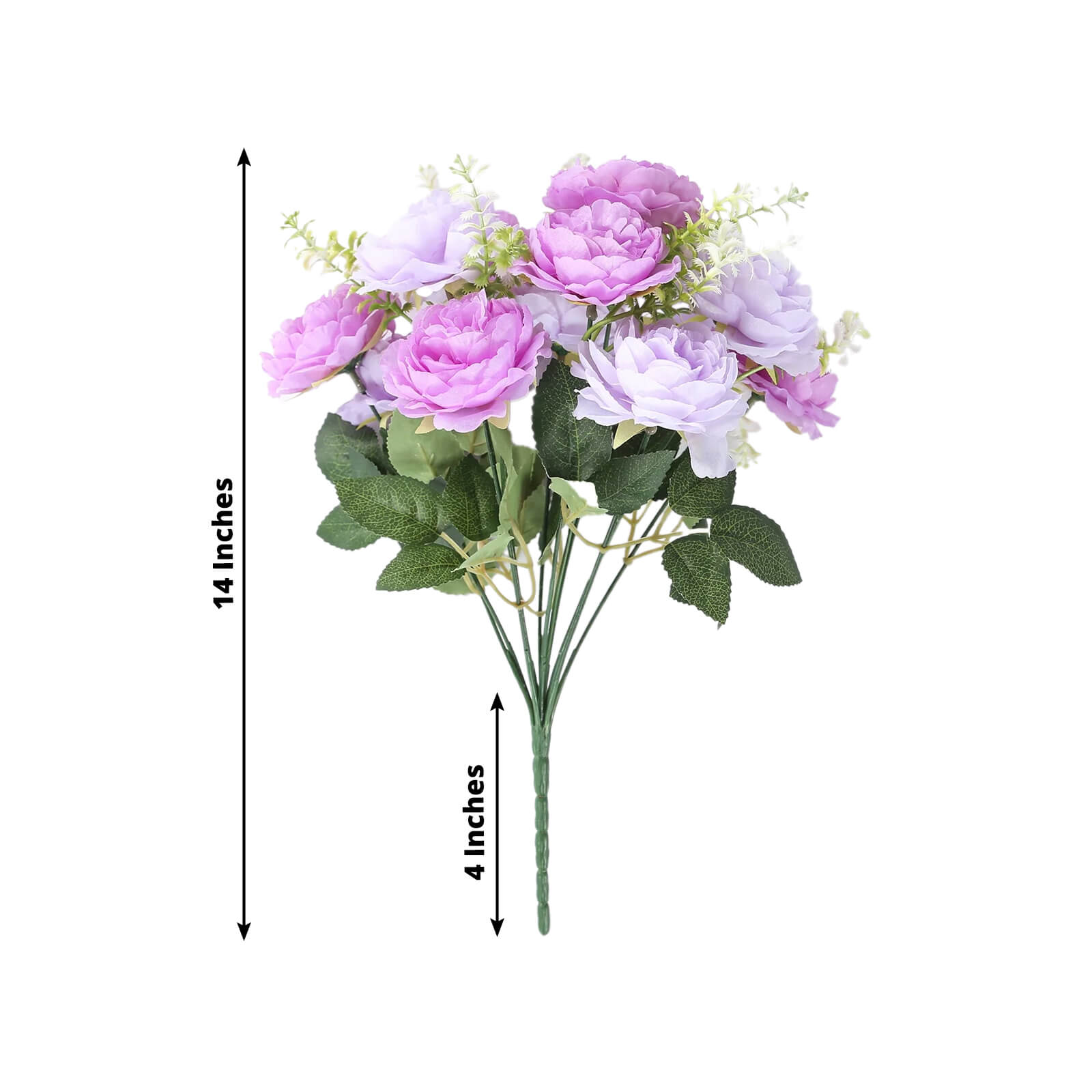 2 - Pack Silk Peony Bouquet 14" Lavender Lilac â€“ Lifelike Artificial Flower Arrangement for Vase Display, Events & Everyday Decor - Bell Racket Store
