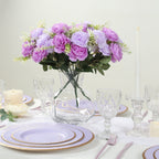 2 - Pack Silk Peony Bouquet 14" Lavender Lilac â€“ Lifelike Artificial Flower Arrangement for Vase Display, Events & Everyday Decor - Bell Racket Store