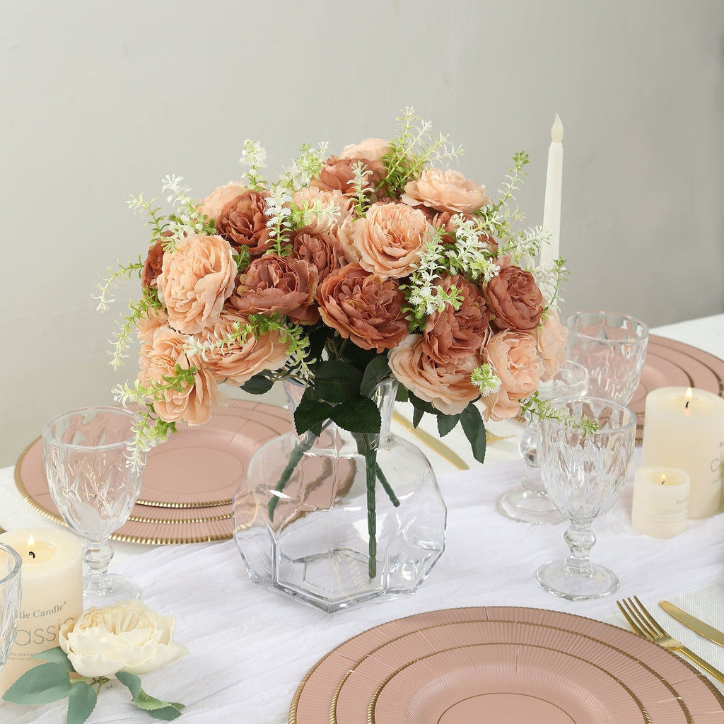 2 - Pack Silk Peony Bouquet 14" Natural â€“ Lifelike Artificial Flower Arrangement for Vase Display, Events & Everyday Decor - Bell Racket Store