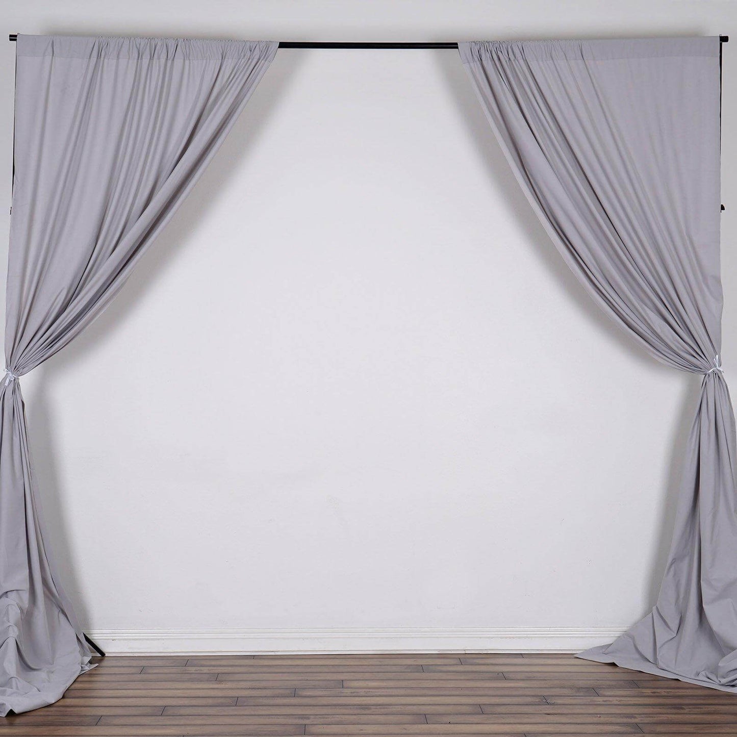 2 Pack Silver Scuba Polyester Event Curtain Drapes, Durable Flame Resistant Backdrop Event Panels Wrinkle Free with Rod Pockets - 10ftx10ft - NestOCart