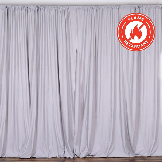2 Pack Silver Scuba Polyester Event Curtain Drapes, Durable Flame Resistant Backdrop Event Panels Wrinkle Free with Rod Pockets - 10ftx10ft - NestOCart