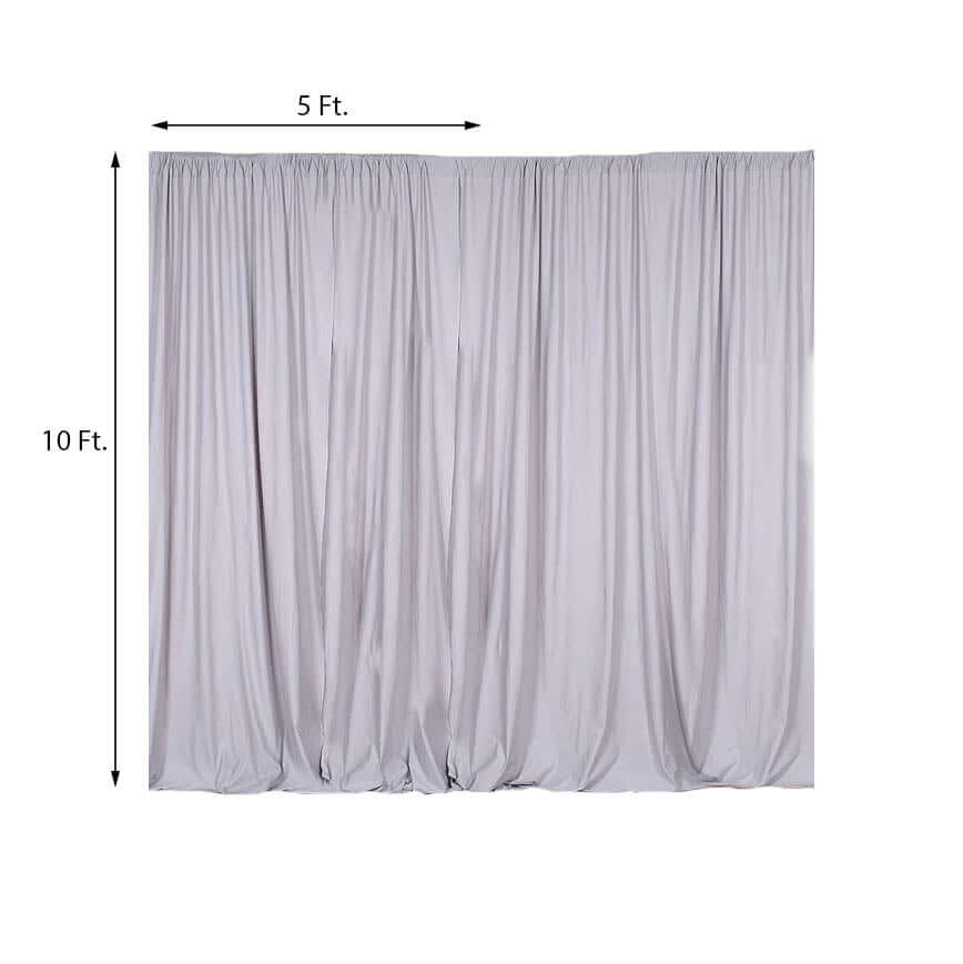 2 Pack Silver Scuba Polyester Event Curtain Drapes, Durable Flame Resistant Backdrop Event Panels Wrinkle Free with Rod Pockets - 10ftx10ft - NestOCart