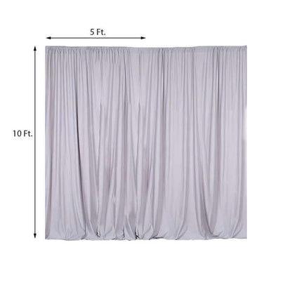 2 Pack Silver Scuba Polyester Event Curtain Drapes, Durable Flame Resistant Backdrop Event Panels Wrinkle Free with Rod Pockets - 10ftx10ft - NestOCart