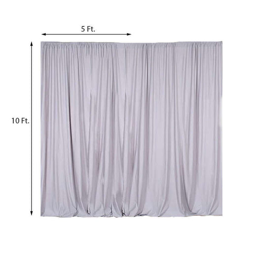 2 Pack Silver Scuba Polyester Event Curtain Drapes, Durable Flame Resistant Backdrop Event Panels Wrinkle Free with Rod Pockets - 10ftx10ft - NestOCart