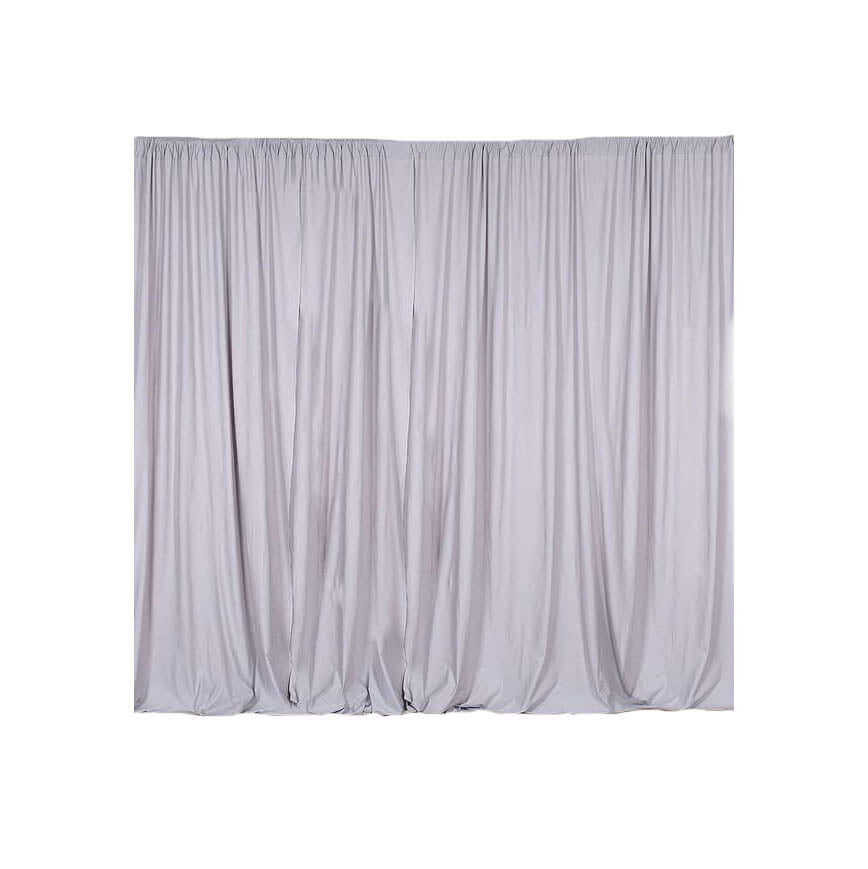 2 Pack Silver Scuba Polyester Event Curtain Drapes, Durable Flame Resistant Backdrop Event Panels Wrinkle Free with Rod Pockets - 10ftx10ft - NestOCart