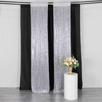 2 Pack Silver Sequin Event Curtain Drapes with Rod Pockets, Seamless Backdrop Event Panels - 8ftx2ft - Bell Racket Store
