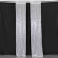 2 Pack Silver Sequin Event Curtain Drapes with Rod Pockets, Seamless Backdrop Event Panels - 8ftx2ft - Bell Racket Store