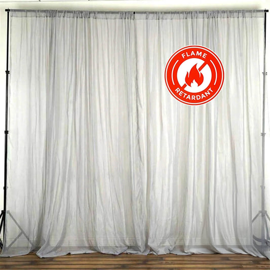 2 Pack Silver Sheer Chiffon Event Curtain Drapes, Durable Flame Resistant Organza Backdrop Event Panels With Rod Pockets - 10ftx10ft - NestOCart