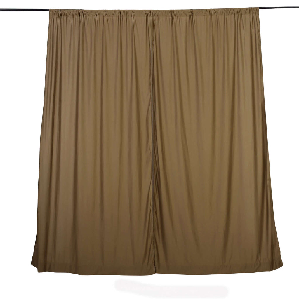 2 Pack Taupe Scuba Polyester Event Curtain Drapes, Durable Flame Resistant Backdrop Event Panels Wrinkle Free with Rod Pockets - 10ftx10ft - Bell Racket Store