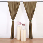 2 Pack Taupe Scuba Polyester Event Curtain Drapes, Durable Flame Resistant Backdrop Event Panels Wrinkle Free with Rod Pockets - 10ftx10ft - Bell Racket Store