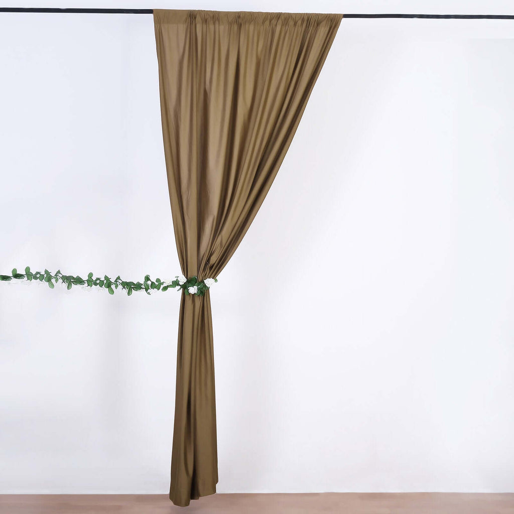 2 Pack Taupe Scuba Polyester Event Curtain Drapes, Durable Flame Resistant Backdrop Event Panels Wrinkle Free with Rod Pockets - 10ftx10ft - Bell Racket Store