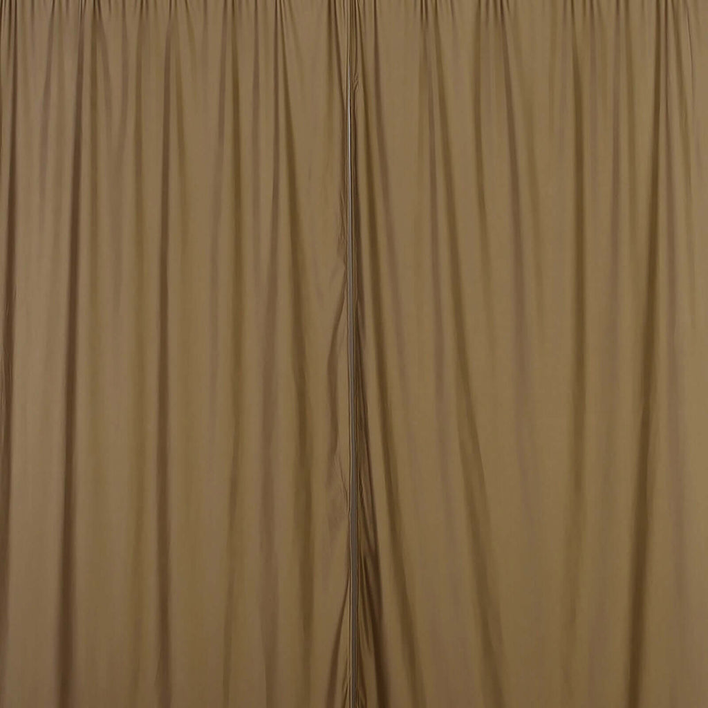 2 Pack Taupe Scuba Polyester Event Curtain Drapes, Durable Flame Resistant Backdrop Event Panels Wrinkle Free with Rod Pockets - 10ftx10ft - Bell Racket Store