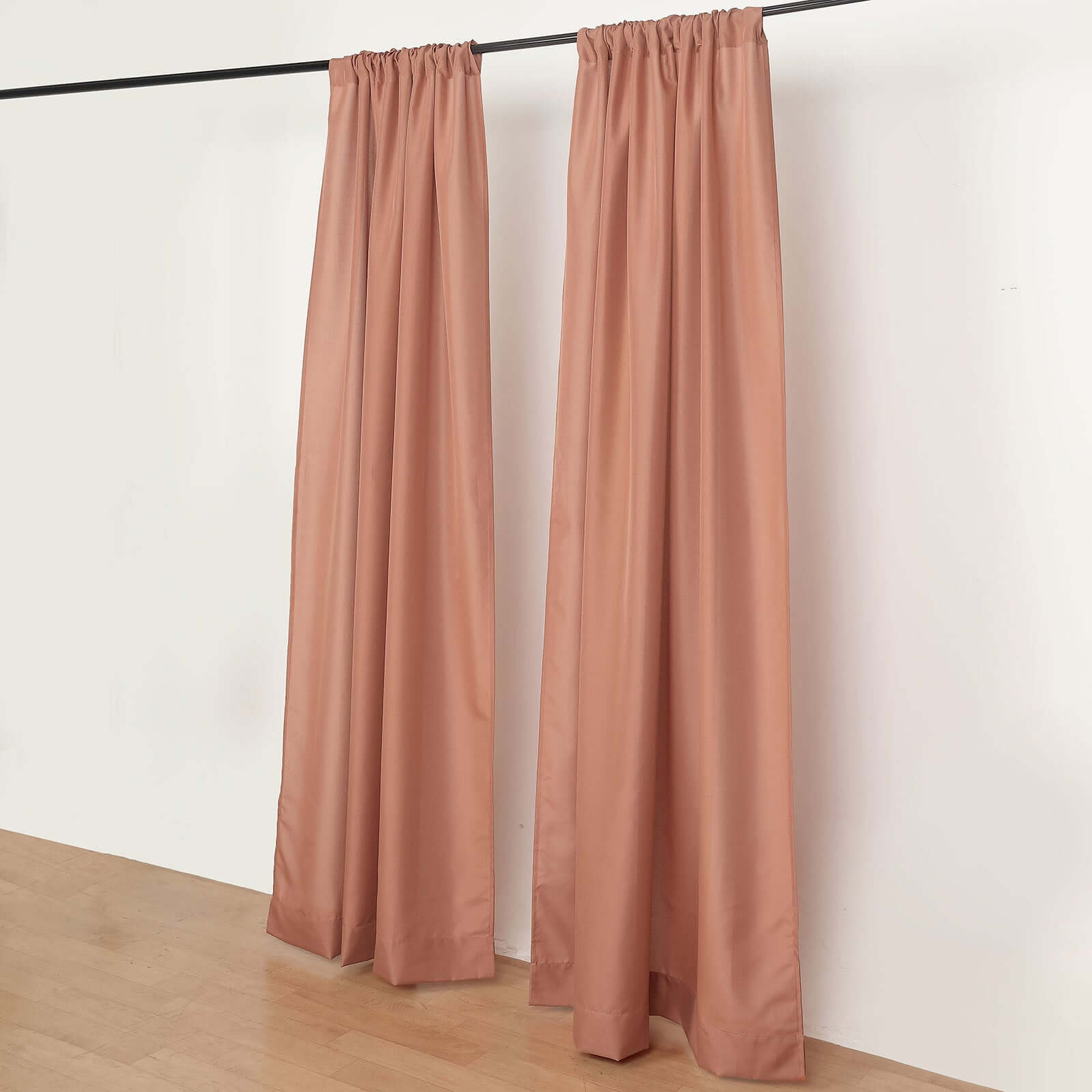 2 Pack Terracotta (Rust) Polyester Event Curtain Drapes, 10ftx8ft Backdrop Event Panels With Rod Pockets 130 GSM - Bell Racket Store