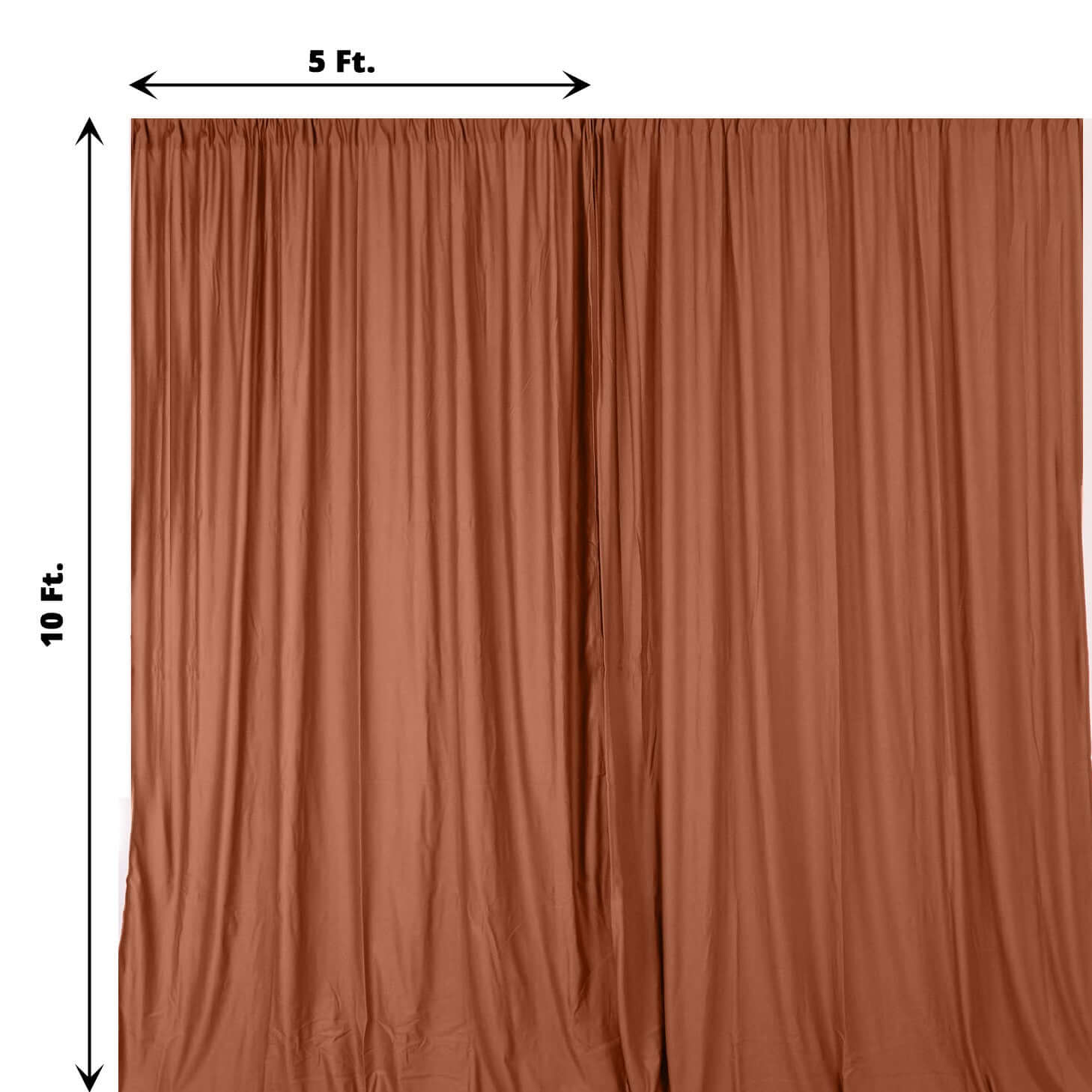 2 Pack Terracotta (Rust) Scuba Polyester Event Curtain Drapes, Durable Flame Resistant Backdrop Event Panels Wrinkle Free with Rod Pockets - 10ftx10ft - Bell Racket Store