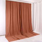 2 Pack Terracotta (Rust) Scuba Polyester Event Curtain Drapes, Durable Flame Resistant Backdrop Event Panels Wrinkle Free with Rod Pockets - 10ftx10ft - Bell Racket Store
