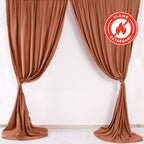2 Pack Terracotta (Rust) Scuba Polyester Event Curtain Drapes, Durable Flame Resistant Backdrop Event Panels Wrinkle Free with Rod Pockets - 10ftx10ft - Bell Racket Store