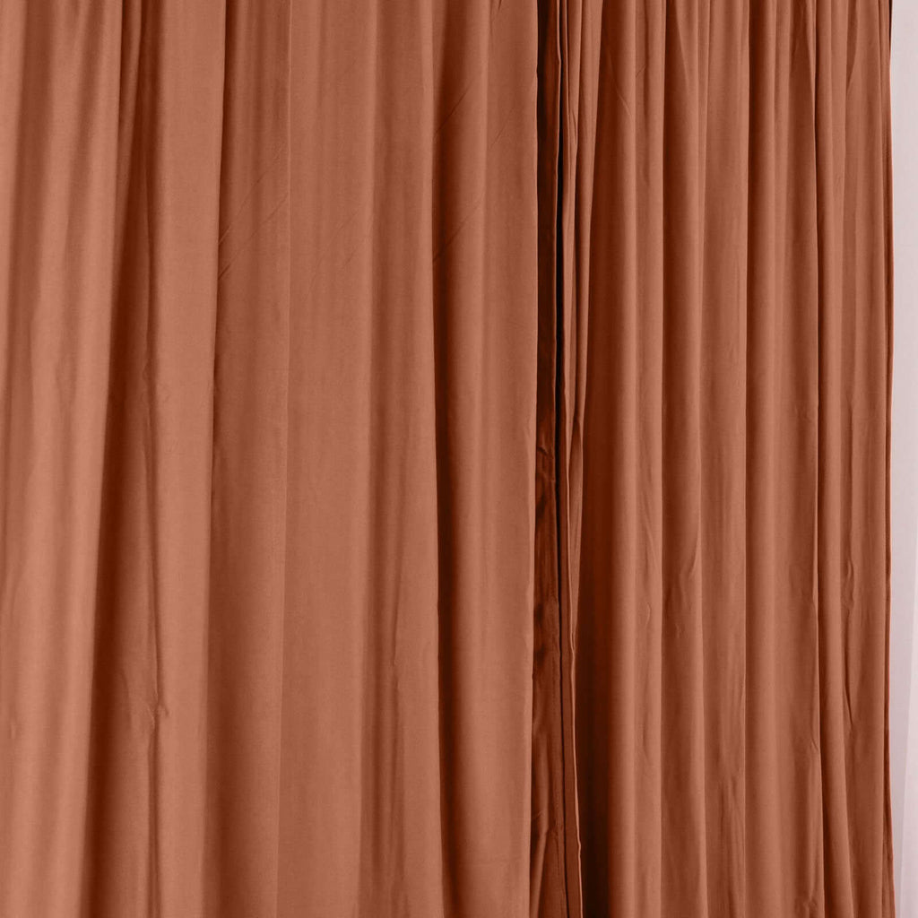 2 Pack Terracotta (Rust) Scuba Polyester Event Curtain Drapes, Durable Flame Resistant Backdrop Event Panels Wrinkle Free with Rod Pockets - 10ftx10ft - Bell Racket Store