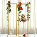 2-Pack Wedding Flower Stand Gold Metal Geometric Column Frame Rectangular - Versatile Floral Pedestal for Upscale Arrangements 48"
