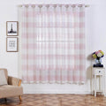 2 Pack White Blush Cabana Print Faux Linen Curtain Panels With Chrome Grommet - 52"x84"