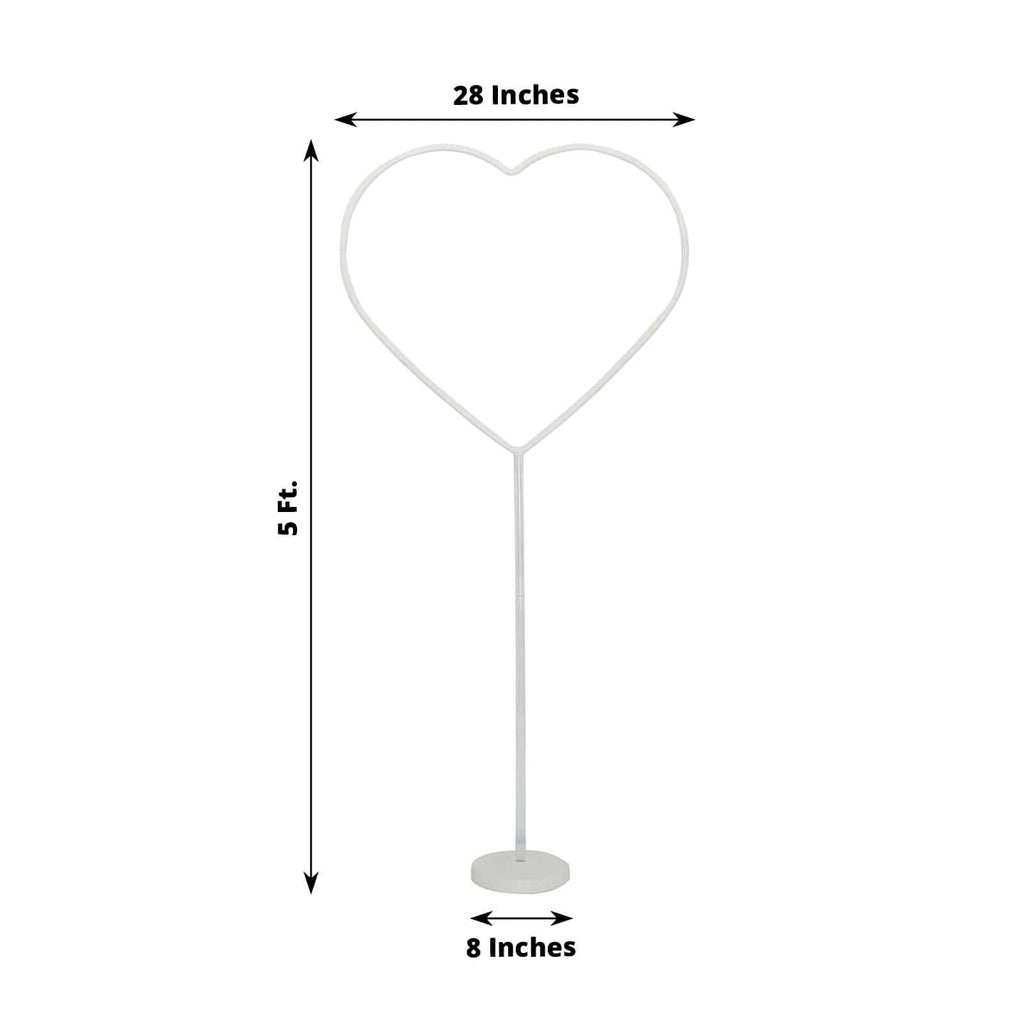 2 Pack White Heart Shaped Plastic Balloon Holder Column, 5ft Balloon Arch Stand Kit with Round Water Fillable Base - Bell Racket Store