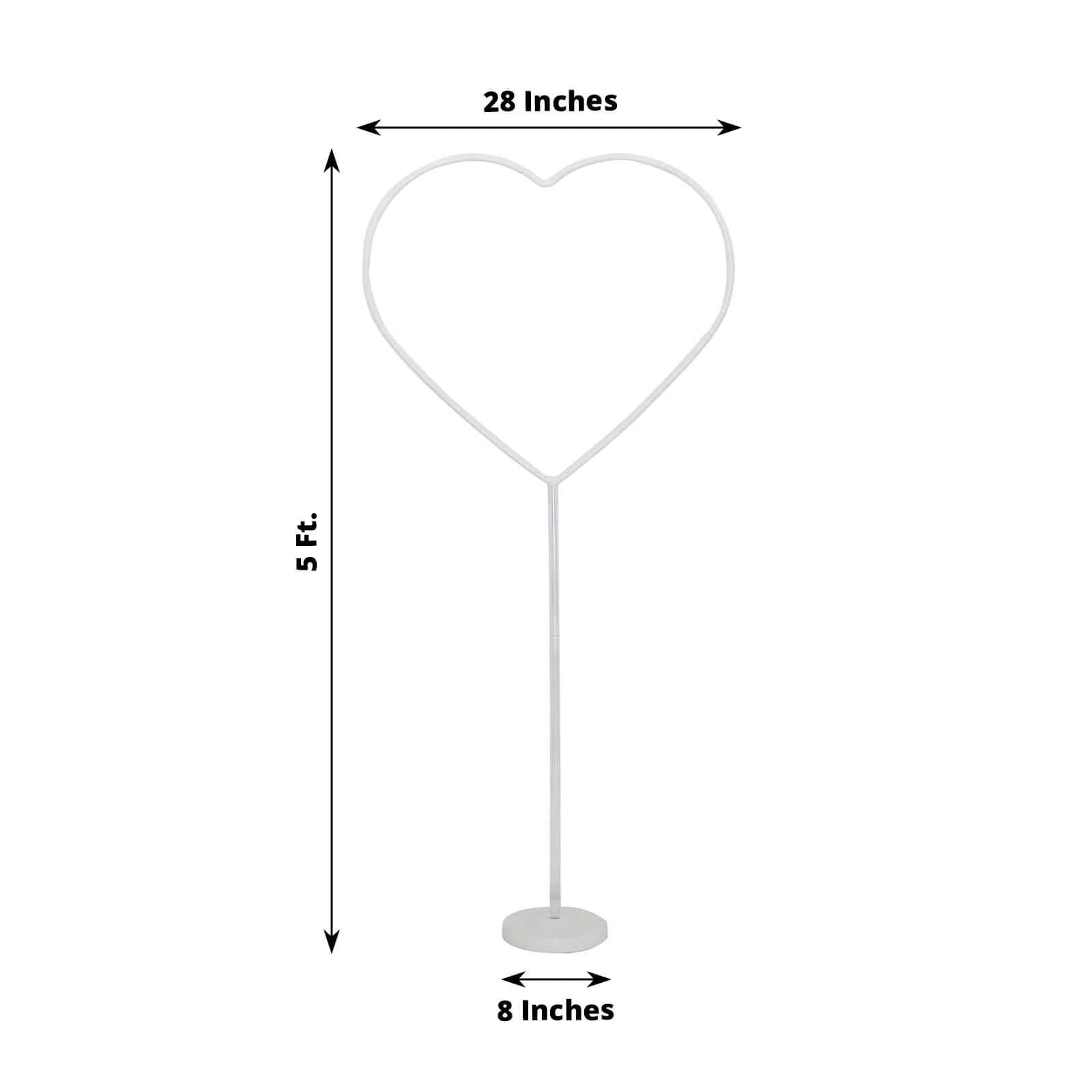 2 Pack White Heart Shaped Plastic Balloon Holder Column, 5ft Balloon Arch Stand Kit with Round Water Fillable Base - Bell Racket Store