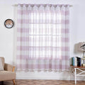 2 Pack White Lavender Lilac Cabana Print Faux Linen Curtain Panels With Chrome Grommet - 52"x84"