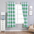 2 Pack White Mint Cabana Stripe Thermal Blackout Curtains With Chrome Grommet Window Treatment Panels - 52"x84"