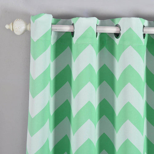 2 Pack White Mint Chevron Design Thermal Blackout Soundproof Curtains With Chrome Grommet Window Treatment Panels - 52"x64" - Bell Racket Store